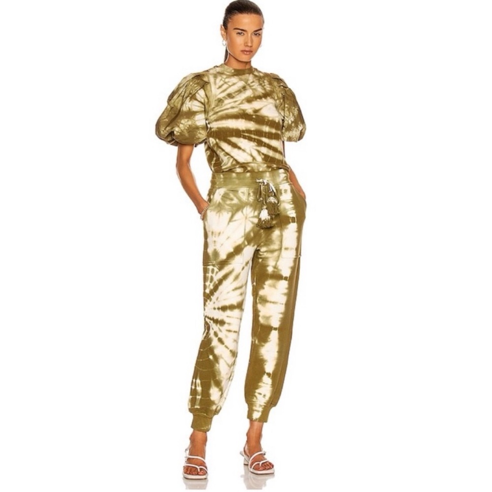 Ulla Johnson Charley Tie-Dye Fleece Joggers in Army, Size Small